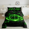 thumbnail image 2 of Green Basketball Comforter Set Teens Adults,3D Check Plaid Bedding Set,Sports Lover Bed Set,Neon Basketball Down Comforter Bedroom Decor, 2 of 7