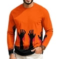 thumbnail image 4 of Mens Halloween Shirt Raglan Long Sleeve Crew Neck Funny Ghost Graphic Comfortable Casual Halloween Costumes, 4 of 5
