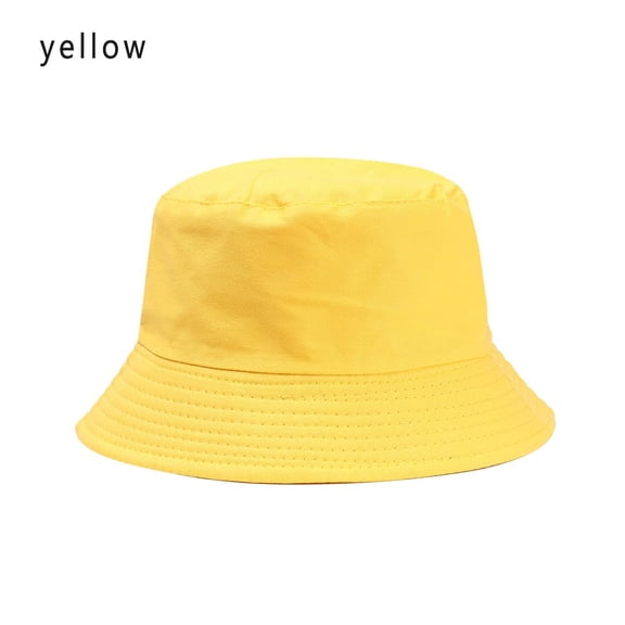 Children Girls Cotton Casual Sun Caps Candy Color Fisherman Cap Bucket Hat YELLOW