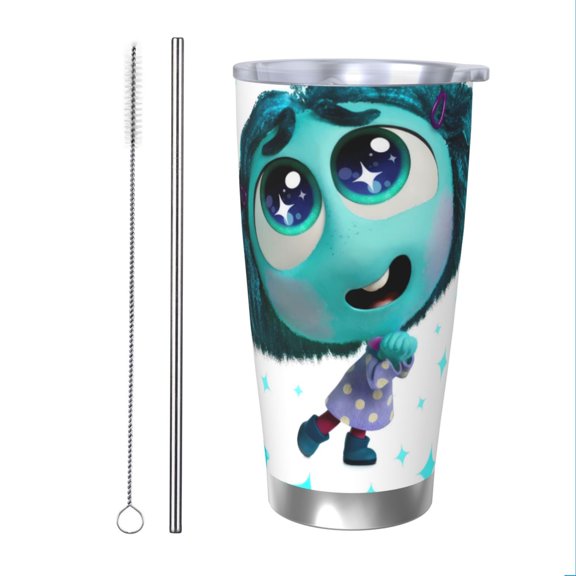 Saiise inside out 2 Print Tumbler 20 Oz Stainless Steel Vacuum Insulated with Straw Coffee Cup for Home,Office,Outdoor Works Great for Ice Drinks and Hot Beverage