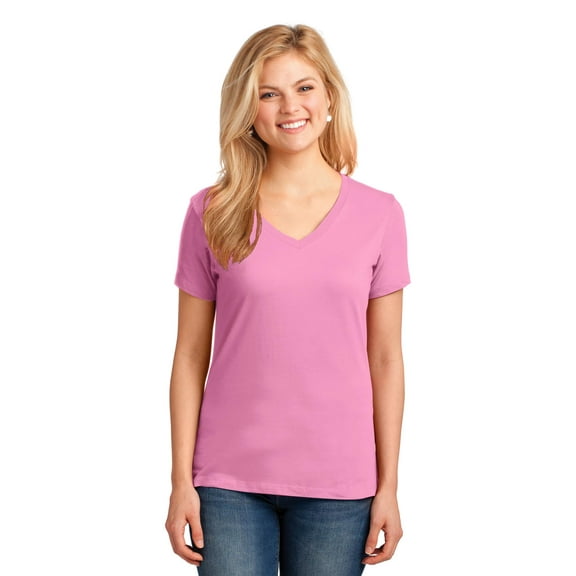 Port & Company 54oz 100% Cotton V-Neck TShirt (LPC54V) Candy Pink, 4XL