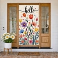 thumbnail image 3 of Colorful Welcome Banner Floral Black Display Green Leaves Cartoon Style Pet Backdrop for Home Decoration Garden Party Welcome Scene, 3 of 9