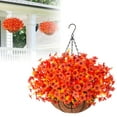 thumbnail image 2 of Artificial Fall Autumn Hanging Flowers Plants Basket For Outdoor Outside Decor Faux Orange Flower Look Real For Porch Home Patio Garden Decoration, 2 of 8