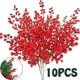 thumbnail image 2 of 1-10 piezas de bayas de simulación navideña, 14 bayas, flores artificiales, frutas, cerezas, plantas, decoración para fiesta de Navidad en el hogar, regalo DIY, 2 of 5