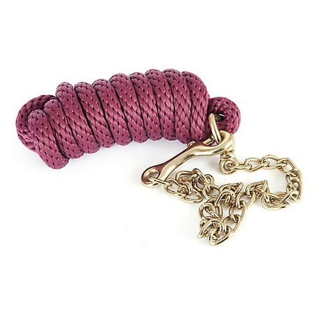 - Basic Poly Lead Rope with Chain Burgundy