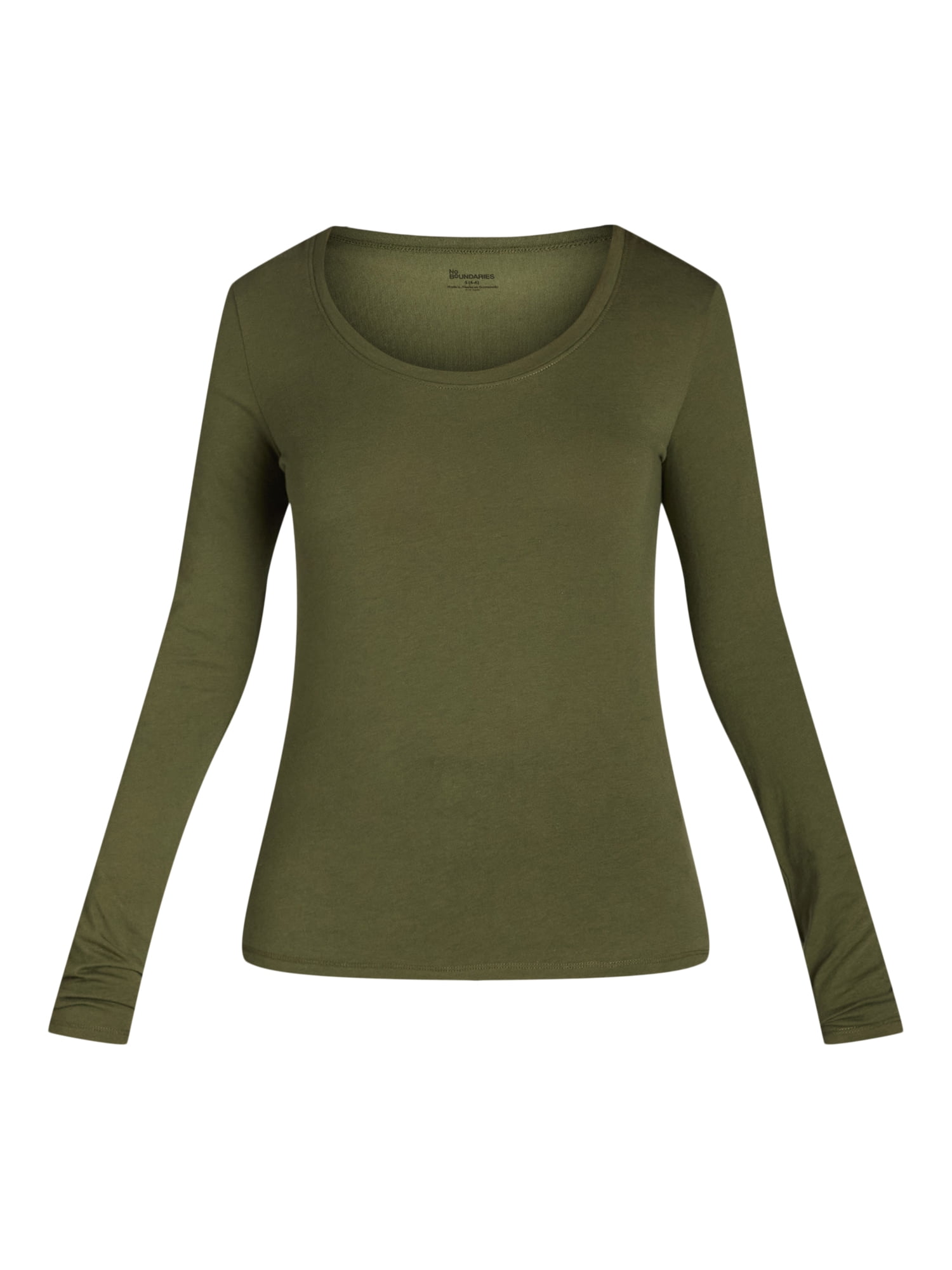 No Boundaries Scoop Neck Everyday Tee with Long Sleeves, 1 and 3 Pack, Women's