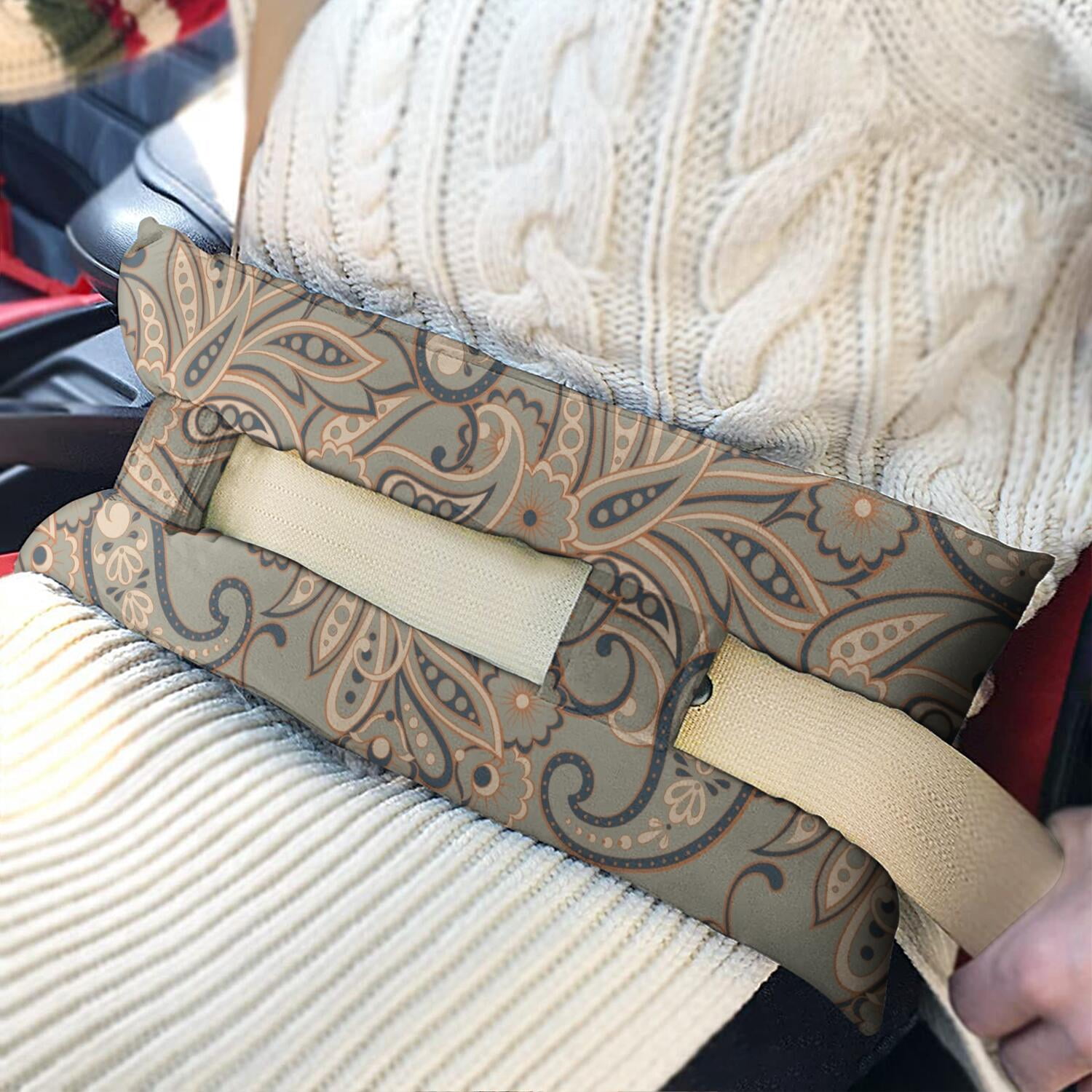 Colorful Vibrant Paisley Seatbelt Pillow - Post Surgical Chest Protector for Women - Artistic Ethnic Design Recovery Cushion