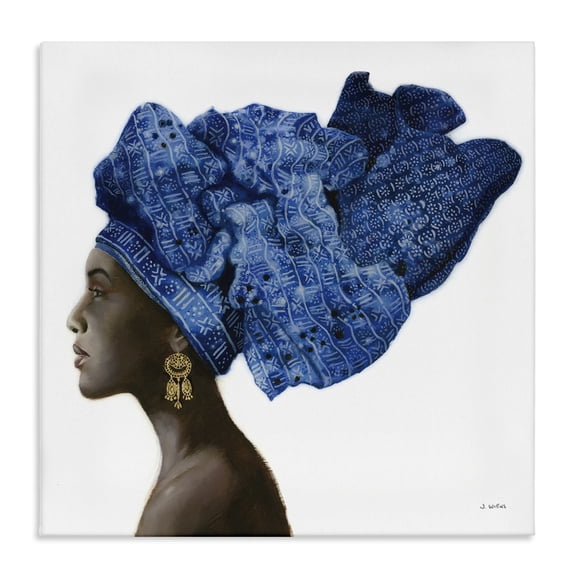 Stupell Industries Modern Female Fashion Head Wrap Blue Canvas Art, 36 x 36, by James Wiens