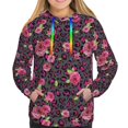 thumbnail image 3 of KLL Rose Mix Leopard 2 for Womens Pullover Hoodie with Pocket Hooded Long Sleeve Shirts Sweatshirt for Women-Large, 3 of 7
