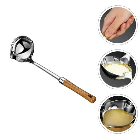 

KALLORY 1Set Ladle Spoon For Seperate Oil With 304 Stainless Steel And Wood For Home Cooking