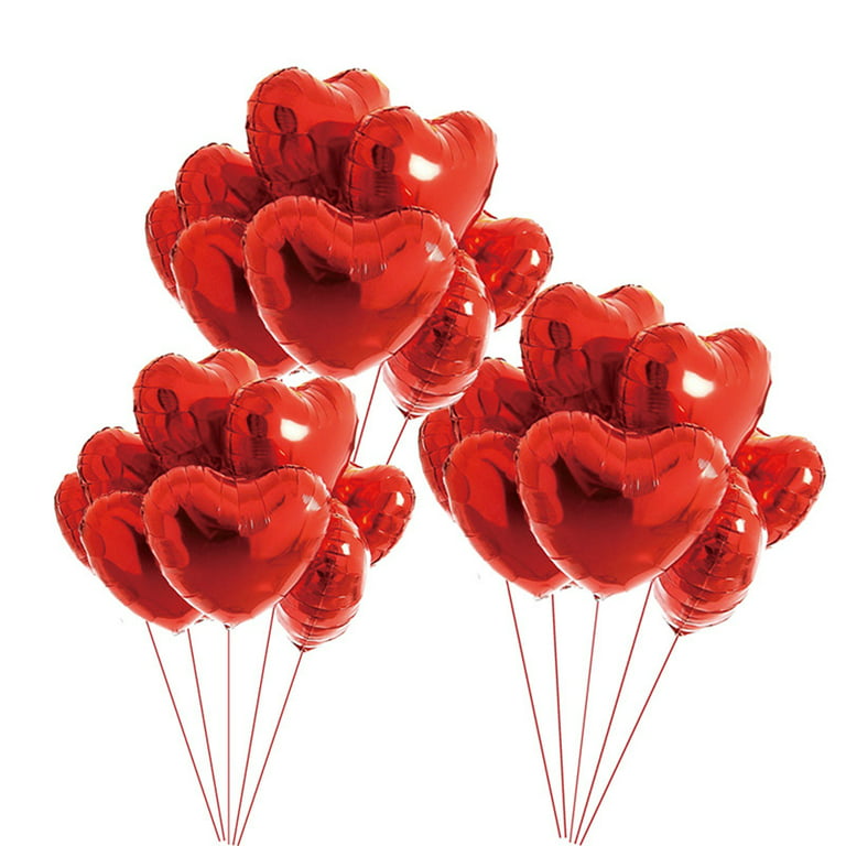 10pcs-18 Inch Aluminum Foil Heart Shaped Party Decoration For Weddings,  Birthday & Proposals