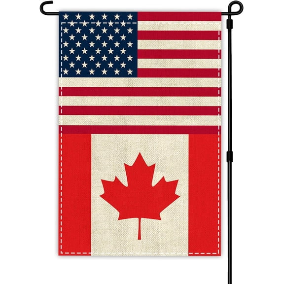 Friendship Canada and USA Garden Flag, Double-Sided Yard Banner, 12 x 18 Inch