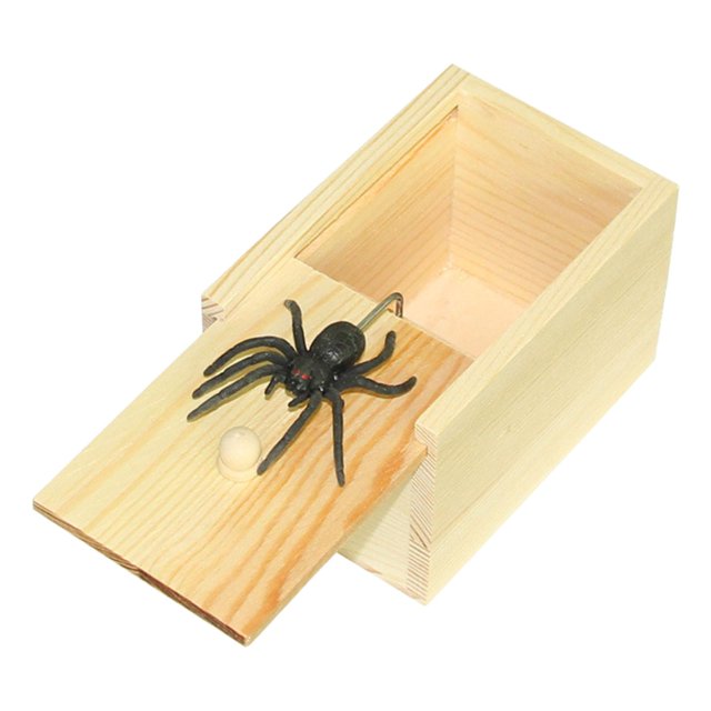 Spider Scare Box Fun Scare Regalos Hechos a mano Divertidos Prácticos Cajas de broma Caja de madera hecha a mano Broma para niños Soledad Broma de araña