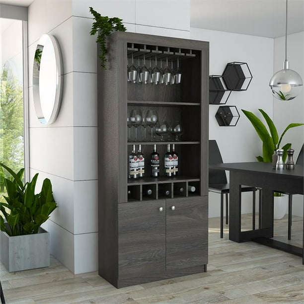Tuhome Furniture Monte 69 Bar Cabinet With Wine Rack In Espresso Com Tuhome Furniture Monte 69 Bar, Wine Liquor Cabinets Furniture