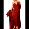 thumbnail image 2 of Vestido Informal Sin Mangas con Escote en V y Tirantes para Mujer, Camisón de Satén, Ropa de Casa. Rojo Vino S, 2 of 10