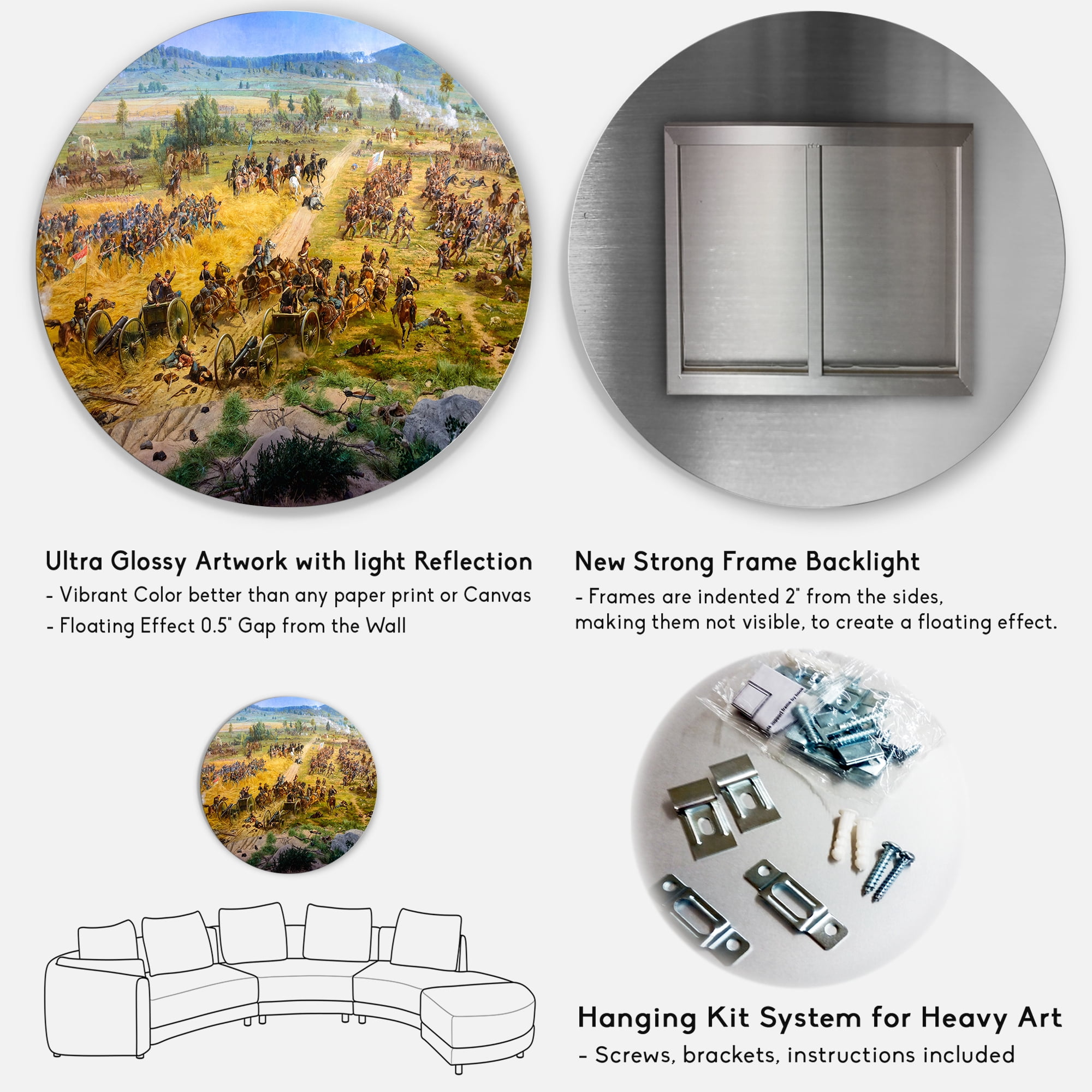 Historical Gettysburg National Military Park 11 in x 11 in Painting Art Prints, by Designart