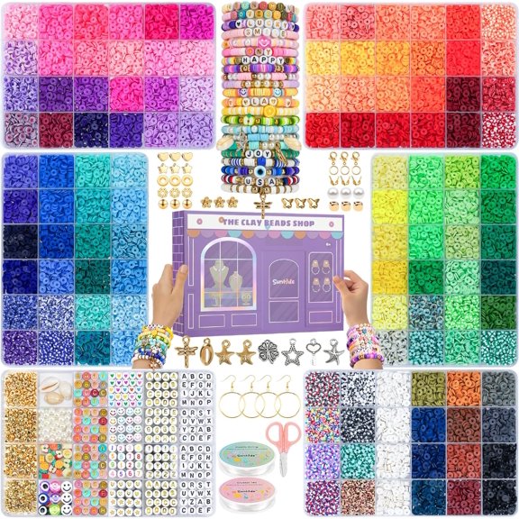 25000Pcs Clay Beads Bracelets Making Kit for Girls, Beads for Bracelets 6 Boxes Bead for Jewelry Making Kit Friendship Bracelet Kit Teen Girl Gifts Trendy Stuff Letter Beads Craft Adult