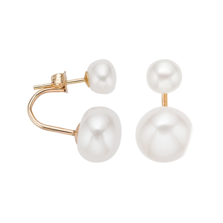 Freshwater pearl hoop earrings Gold hoop earrings Stylish trendy pearl earrings Tennis chain Earrings Tennis pearl Jewelry Gift for her