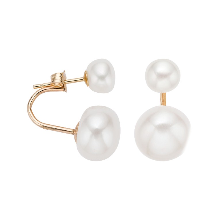 Freshwater pearl hoop earrings Gold hoop earrings Stylish trendy pearl earrings Tennis chain Earrings Tennis pearl Jewelry Gift for her