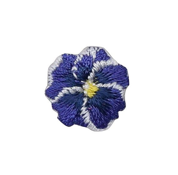 Iron on Pansy Flowers With Long Stem Applique Patch