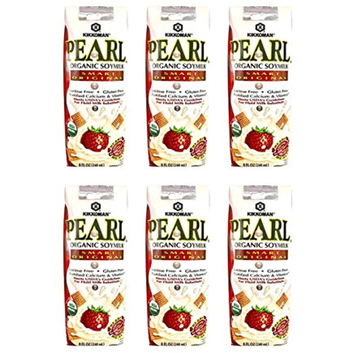 Kikkoman Pearl Organic Soymilk Smart Original (6 Pack, Total Of 48Oz)