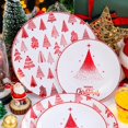 thumbnail image 5 of 175PCS Christmas Plastic Plates - Withe and Red Disposable Plates - Christmas Tree Plates Include 25Dinner Plates, 25Dessert Plates, 75Silverware, 25Cups, 25 Napkins for Christmas Party, 5 of 9