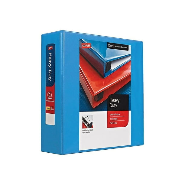3" Staples HeavyDuty View Binder with DRings Light Blue 976042