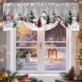 thumbnail image 6 of Christmas Tie Up Valances Curtain, Snowman Checked Xmas Tree Snowflake Winter Grey Adjustable Rod Pocket Short Window Treatment Tie Up Curtains Valances for Kitchen Living Room Bathroom 42x18 Inches, 6 of 9