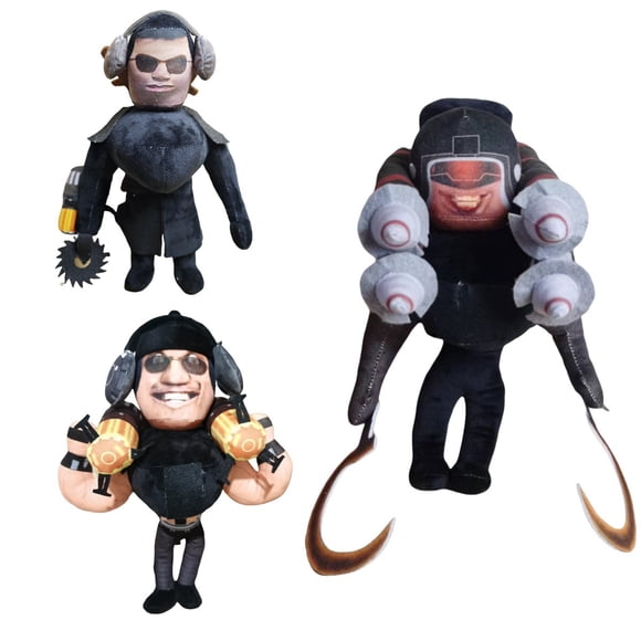 Skibidi Toilet Trio Plush Set - Chainsaw Man, Buff Cameraman, and Quad-Cannon Speakerman
