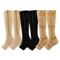 thumbnail image 2 of Aosijia 5 Pairs Unisex Compression Socks Toe Open Leg Support Stocking Knee High Socks with Zipper for Mens Womens M, 2 of 12