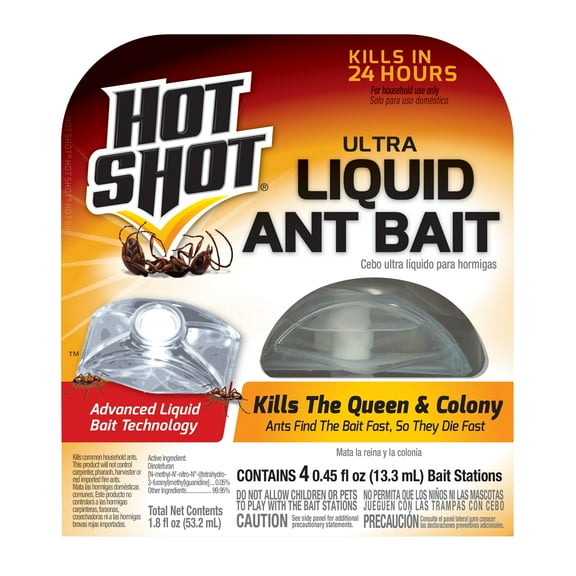 Hot Shot Ultra Liquid Ant Bait, Kills Common Household Ants, 4 Count