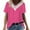 #2-Pink, variant on Women Shirts Casual Print Short Sleeve Tops V Neck Lace Stitching Blouse