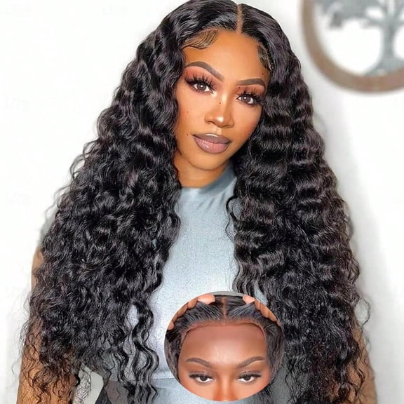 Glueless Wigs Human Hair Pre Plucked Pre Cut 5x5 Hd Lace Closure Wear And Go Deep Wave Curly Lace Front Wigs For Black Women Wet And Wavy Natural Hairline 22 Inch
