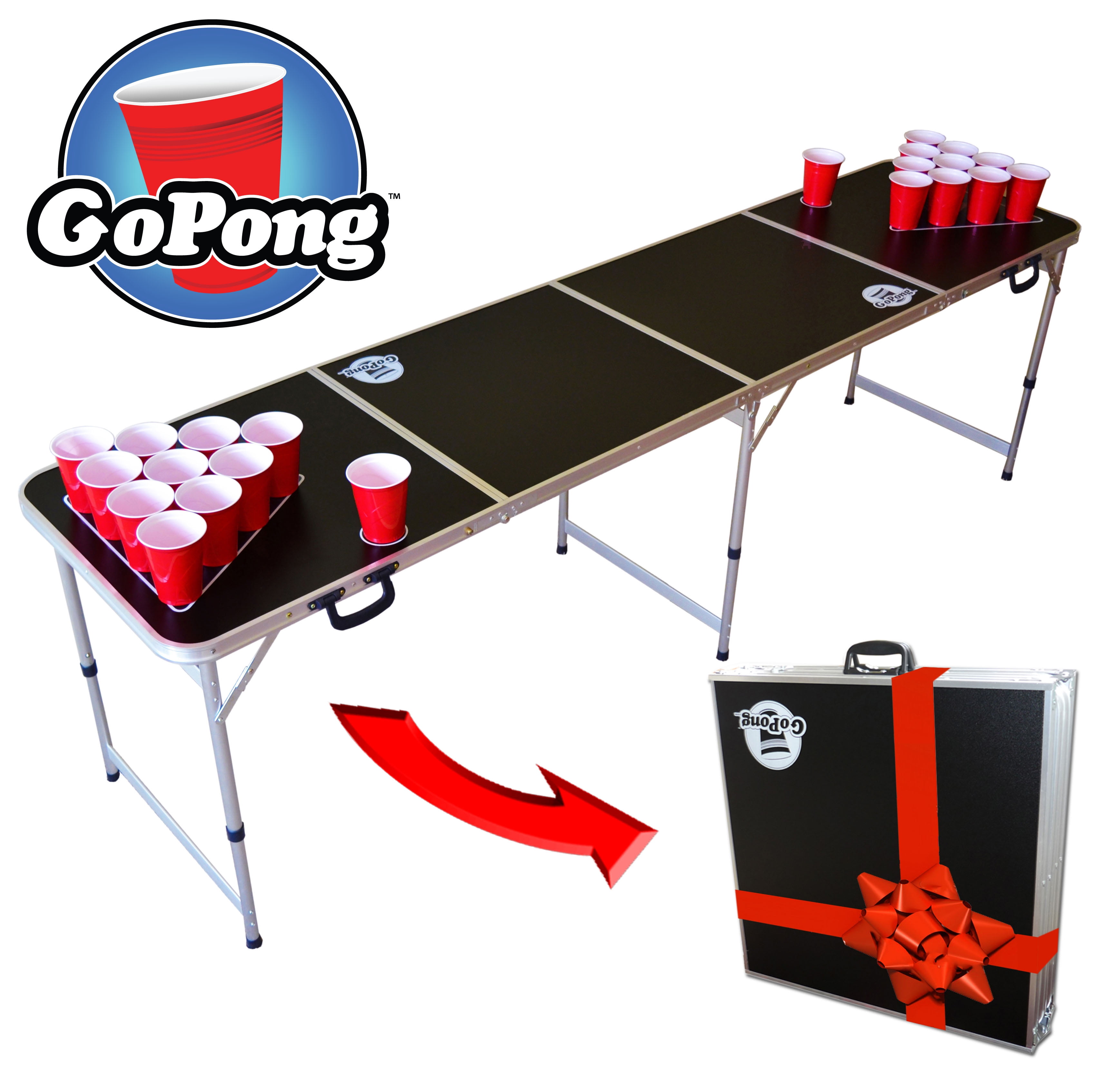 Lightweight Scratch Resistant Folding Beer Pong Table w/ Rack & 6 Ball Pong 6ft 