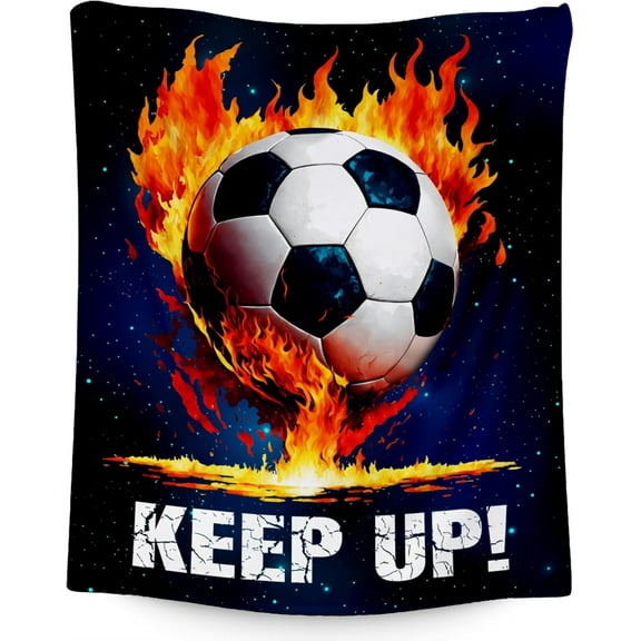 Soccer Blanket Gifts for Kids Soccer Gift for Boys 8 12 Sports Throw Blankets for Team Player Adults Men Soft Plush Girls Throws for Couch Sofa (Blue 40x50 Inch)