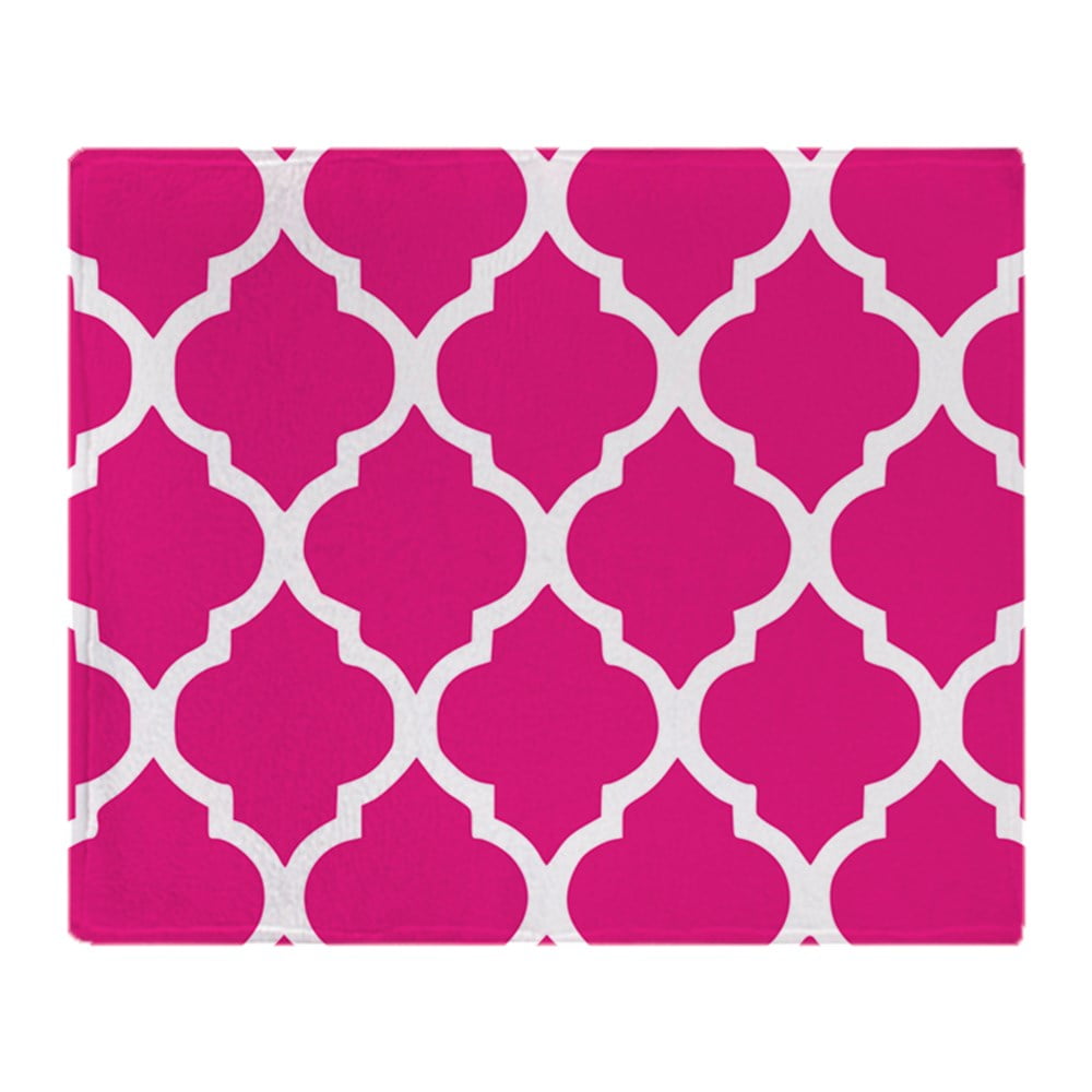 CafePress Quatrefoil Hot Pink Soft Fleece Throw Blanket, 50"x60
