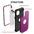 thumbnail image 2 of for iPhone 13 Mini Case, Slim Dual Layer 3 in 1 Heavy Duty Protection Hybrid Hard PC Soft Silicone Rugged Bumper Anti Slip Full-Body Protective Cases for iPhone 13 Mini, Purple, 2 of 9