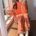 thumbnail image 5 of Invierno estilo coreano nuevo Jacquard algodón Color sólido ropa de dormir mujer Cable tejido Coral forro polar grueso ropa de casa Suitins, 5 of 5