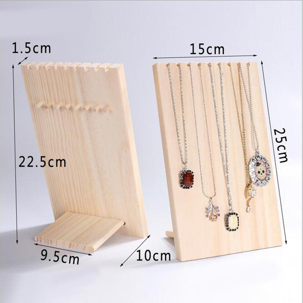 Solid Wood Jewelry Display Stand Necklace Showcase Holder Pendants Hanging 