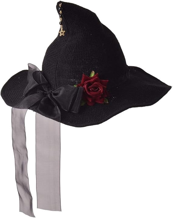 Knitted Wool Witch Hat with Wide Brim for Halloween Costume and Winter Wear