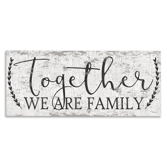 Stupell Industries Shabby Chic Distressed Together We are Family Canvas Art, 24 x 10, by Dee Dee
