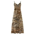 thumbnail image 4 of GERsome Womens Sleeveless V Neck Dress Spaghetti Strap Summer Beach Midi Flared Tank Dress, 4 of 5