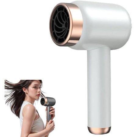 Cordless Hair Dryer Rechargeable Portable Hair Dryer, 3 Speed Adjustment Travel Blow Dryer,Battery Operated Hair Dryer for Dorm Outdoor Camping Travel Size Low Noise Hair Dryer (White)