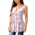 thumbnail image 2 of NAMTYQX Graphic Tees for Women Plus Size Patterned Stylish Sleeveless Loose Fit Casual Ruffle Sleeveless Tops for Women Purple Pink Size XL, 2 of 5