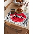 thumbnail image 3 of Lipprint Texture Placemats Set of 6 Love Letter Texture Retro Heat Insulation Washable Place Mats, Rustic Non-Slip Table Mats for Dining Table Party Kitchen Decor,13x19 Inch, 3 of 4
