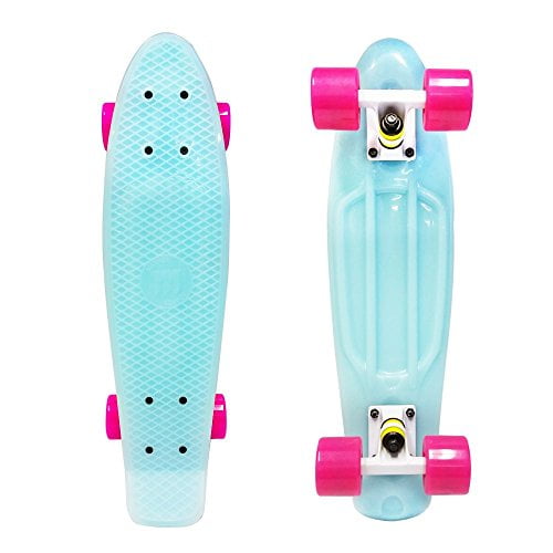 Mayhem Boards Scooters Penny Style Glow Plastic Cruiser Board 22 L Blue Pink Walmart Com Walmart Com