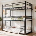 thumbnail image 2 of Leumius Triple Bunk Bed for 3 Kids/Teens,Bunk Bed Twin Over Twin Over Twin,Heavy Duty Metal Bed Frame with Guardrail and Ladder, No Box Spring Needed,Black, 2 of 12