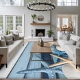 thumbnail image 3 of 5'x8' Area Rugs, Coastal Starfish Indoor Outdoor Area Rug for Living Room Bedroom, Blue Wooden Grain Seashells Country Washable Bathroom Rugs Kitchen Floor Carpet Mats Home Decor Aesthetic, 3 of 8