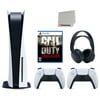 Sony Playstation 5 Disc Version Console with Extra White Controller, Black PULSE 3D Headset and Call of Duty: Vanguard Bundle with Cleaning Cloth