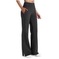 thumbnail image 3 of QATAINLAV Women's Plus Size Yoga Pants with Pockets Elastic Waist Solid Casual Split Hem Sweatpants Loose Workout Leggings Black XXXL, 3 of 7